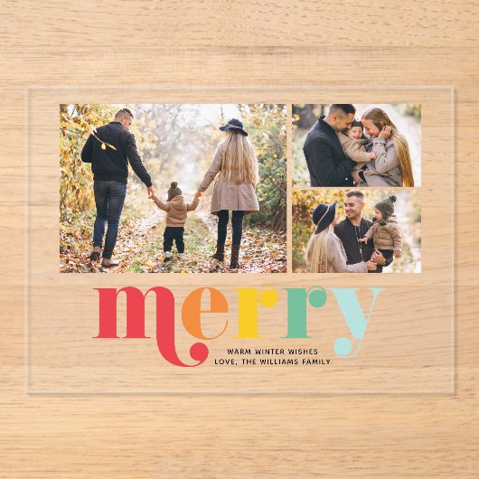 "Very Merry" Kerstgalerij van 3 foto's Acryl Uitnodigingen (Voorkant)