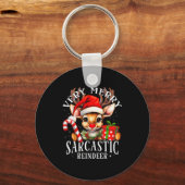 Very Merry Sarcastic Reindeer Matching Christmas Sleutelhanger (Voorkant)