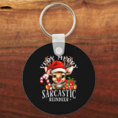 Very Merry Sarcastic Reindeer Matching Christmas Sleutelhanger (Voorkant)