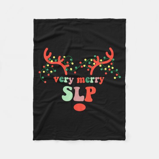 Very Merry Slp Reindeer Christmas Speech Therast X Fleece Deken (Voorkant)