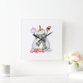 "VERY MERRY SNOWMAN" CHRISTMAS CLOCK VIERKANTE KLOK (Huis)