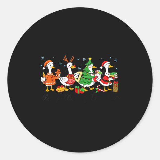 Very Merry Teacher Christmas Funny Goose Silly Hol Ronde Sticker (Voorkant)