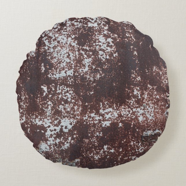 Very old rusted sheet iron. Metaalstructuur Rond Kussen (Voorkant)