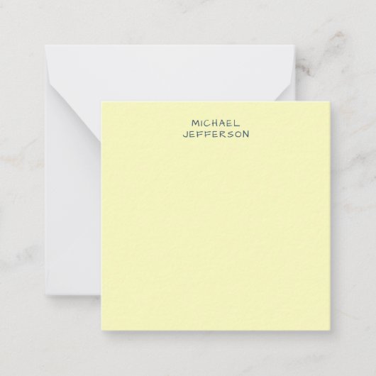 Very Pale Yellow Minimalist Plain Modern Name Notitiekaartje (Voorkant)