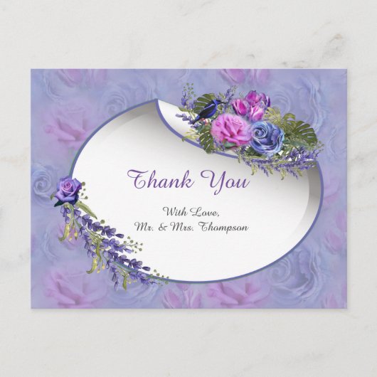 Very-peri Watercolor, Rozen, Tulpen Briefkaart (Voorkant)