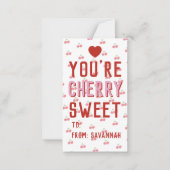 Very Sweet Red Cherry Valentine's Classroom Card Notitiekaartje (Voorkant)
