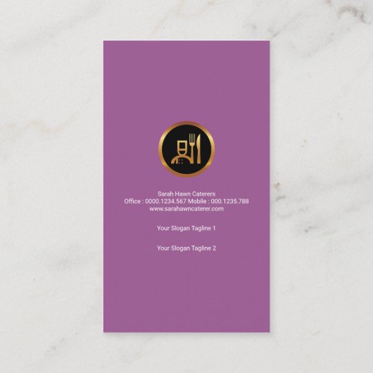Verzachten Elegant Paarse Shades Catering Service Visitekaartje (Achterkant)