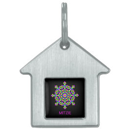 *~* Verzachten Neon Mandala Blue Yellow Magenta Huisdieren Naamplaatje