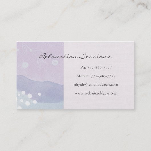 Verzachtend Visitekaartje van Lavender Boho (Achterkant)