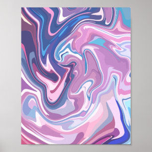 Verzachtende Abstracte wervelingen in pastel roze Poster