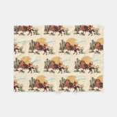 Verzadel eerst Rodeo Cowboy Retro Woodcut Fleece Deken (Voorkant (Horizontaal))