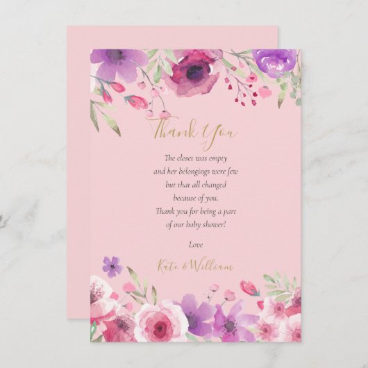 Verzagedicht voor babymeisjes in de wei Bedankt (Voorkant / Achterkant)