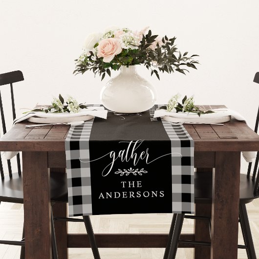 Verzamel Black Buffalo Check Herfst Thanksgiving Korte Tafelloper