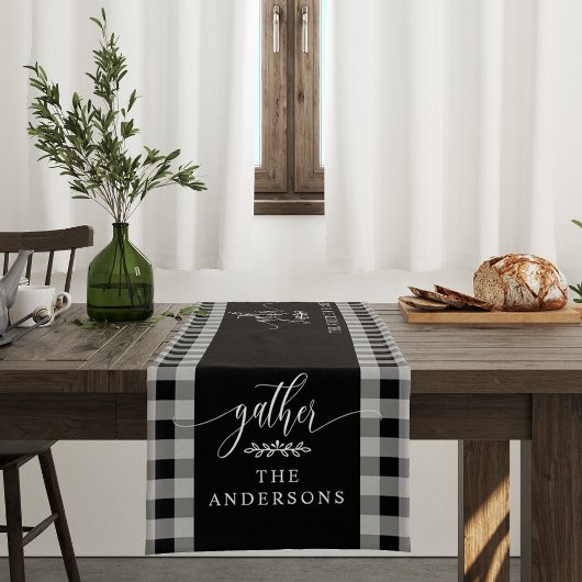 Verzamel Black Buffalo Check Herfst Thanksgiving Korte Tafelloper