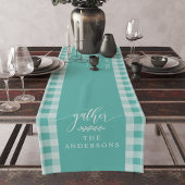 Verzamel Blauwgroen Buffalo Check Herfst Thanksgiv Korte Tafelloper