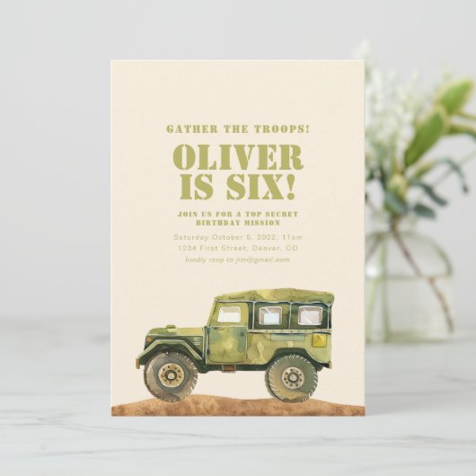 Verzamel de Troepen Militaire Verjaardag Uitnodige Kaart (Staand voorkant)