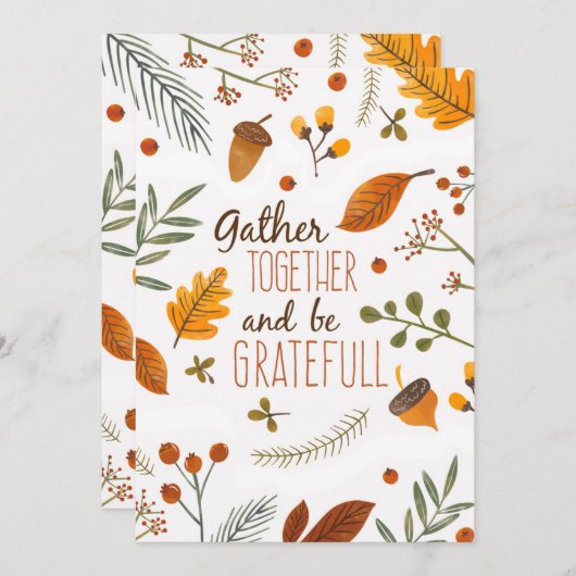 Verzamel elkaar en wees dankbaar dat Thanksgiving Kaart (Voorkant / Achterkant)