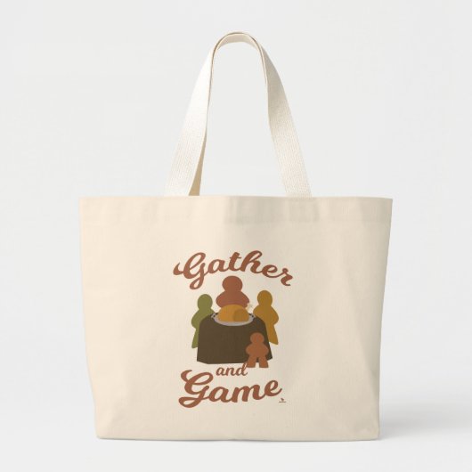 Verzamel en Spel Fun Thanksgiving Cartoon Art Grote Tote Bag (Voorkant)