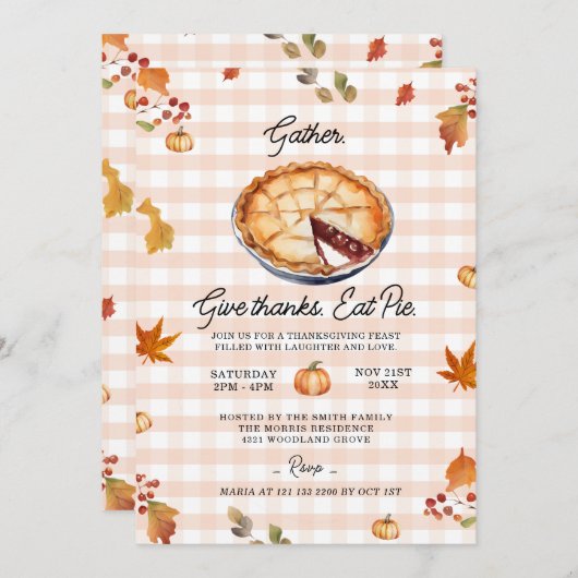 Verzamel, geef Bedankt, eet taart Thanksgiving fee Kaart (Voorkant / Achterkant)