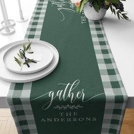 Verzamel Groene Buffalo Check Herfst Thanksgiving Korte Tafelloper