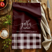 Verzamel Herfst Bourgondië & Witte Buffel Check Theedoek