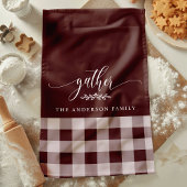 Verzamel Herfst Bourgondië & Witte Buffel Check Theedoek