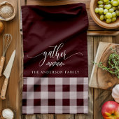 Verzamel Herfst Bourgondië & Witte Buffel Check Theedoek