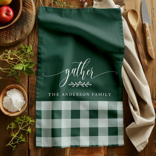 Verzamel Herfst Groen & Wit Buffalo Check Theedoek