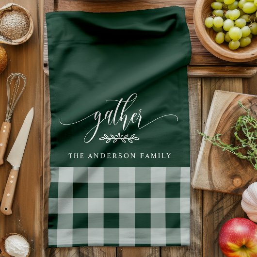 Verzamel Herfst Groen & Wit Buffalo Check Theedoek