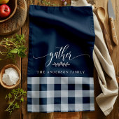 Verzamel Herfst Marineblauw & Wit Buffalo Check Theedoek