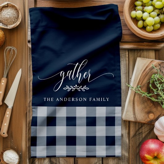 Verzamel Herfst Navy & White Buffalo Check Theedoek