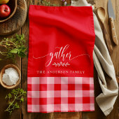 Verzamel Herfst Rood & Wit Buffalo Check Theedoek