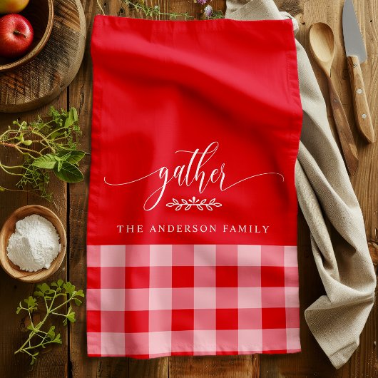 Verzamel Herfst Rood & Wit Buffalo Check Theedoek