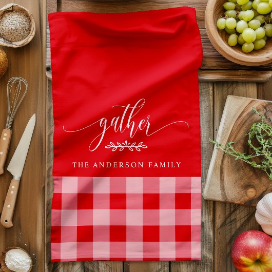 Verzamel Herfst Rood & Wit Buffalo Check Theedoek