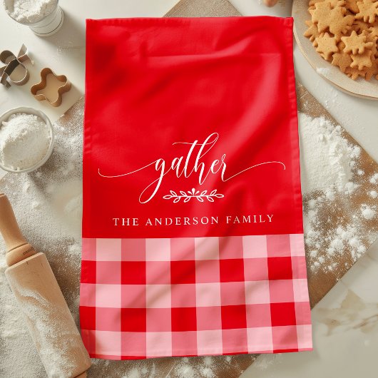 Verzamel Herfst Rood & Wit Buffalo Check Theedoek