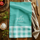 Verzamel Herfst Turquoise & Witte Buffalo Check Theedoek