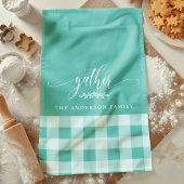 Verzamel Herfst Turquoise & Witte Buffalo Check Theedoek