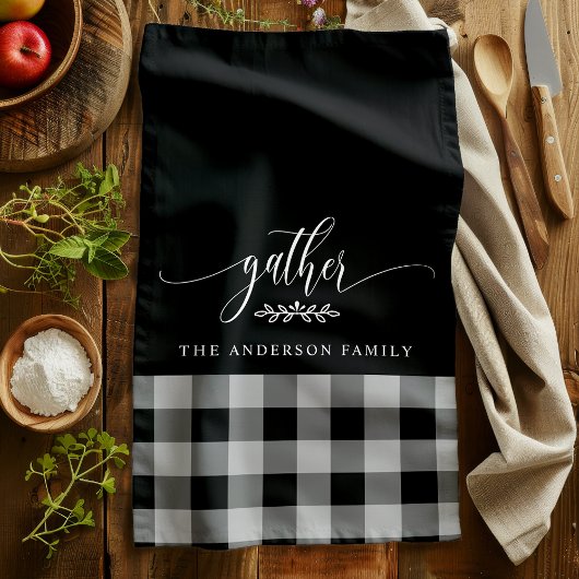 Verzamel Herfst Zwart & Wit Buffalo Check Theedoek