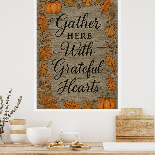Verzamel hier met dankbare harten - muurkunst poster (Keuken)