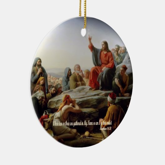 Verzamel in Mijn Naam - Matt 18:20 Schriftgedeelte Keramisch Ornament (Rechts)