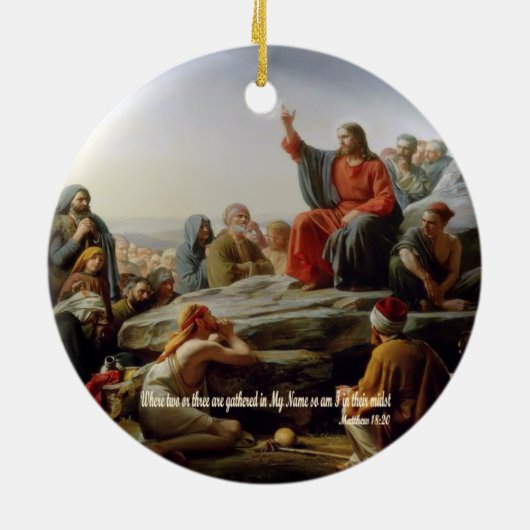 Verzamel in Mijn Naam - Matt 18:20 Schriftgedeelte Keramisch Ornament (Achterkant)