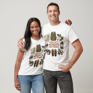 Verzamel Momenten Niet Dingen Avontuur Reizen Kamp T-shirt