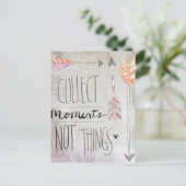 Verzamel momenten niet dingen briefkaart (Staand voorkant)