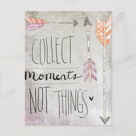 Verzamel momenten niet dingen briefkaart (Voorkant)