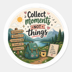 Verzamel Momenten Niet Dingen Reis Avontuur Sticke Ronde Sticker