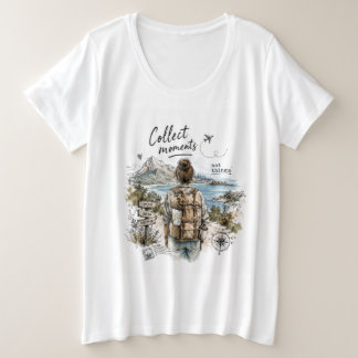Verzamel Momenten Niet Dingen Reis Citaat Grote Maat T-shirt