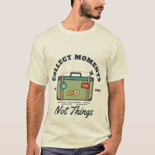 Verzamel Momenten Niet Dingen Retro Reis Koffer T-shirt