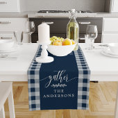 Verzamel Navy Blue Buffalo Check Fall Thanksgiving Korte Tafelloper