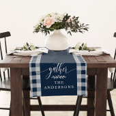 Verzamel Navy Blue Buffalo Check Fall Thanksgiving Korte Tafelloper
