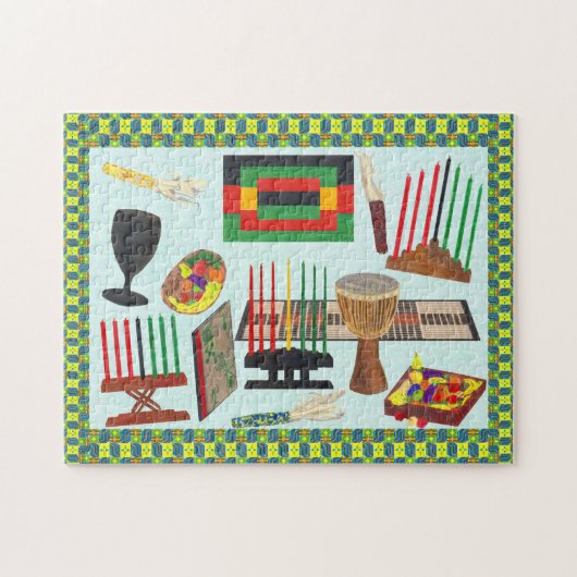 Verzamel "Round Kwanzaa Creations Symbols Puzzle Legpuzzel (Horizontaal)